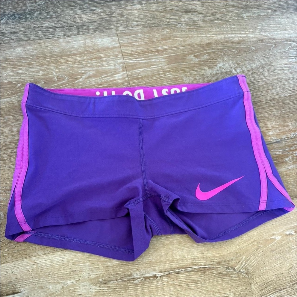 Nike Purple and Pink Dri-FIT Sports Shorts